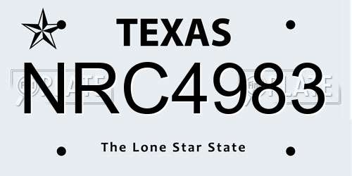 NRC4983 Texas License Plate