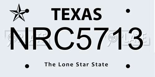 NRC5713 Texas License Plate
