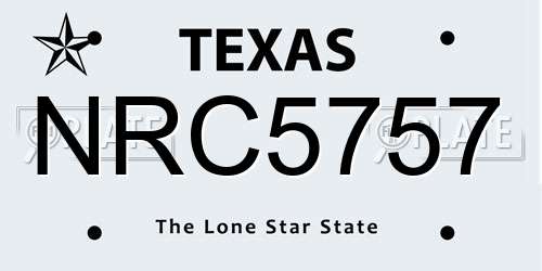 NRC5757 Texas License Plate