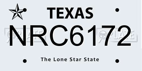 NRC6172 Texas License Plate