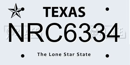 NRC6334 Texas License Plate
