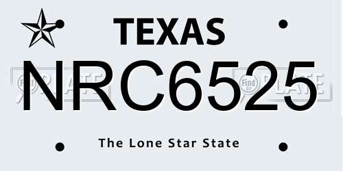 NRC6525 Texas License Plate