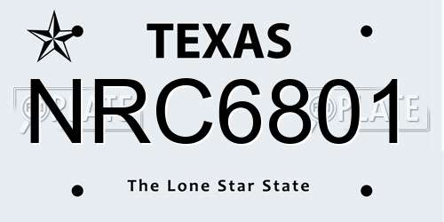 NRC6801 Texas License Plate