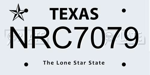 NRC7079 Texas License Plate