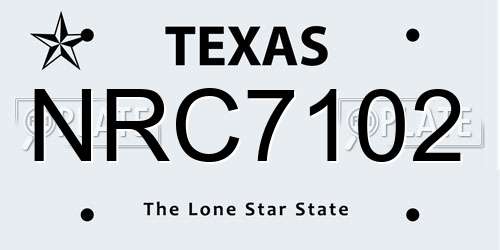 NRC7102 Texas License Plate
