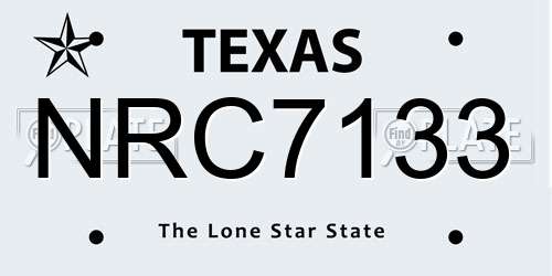 NRC7133 Texas License Plate