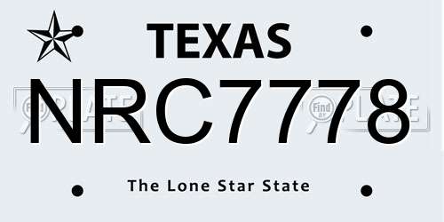 NRC7778 Texas License Plate