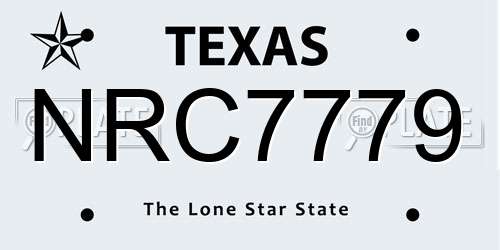 NRC7779 Texas License Plate