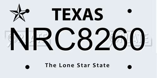 NRC8260 Texas License Plate