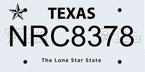 NRC8378 Texas License Plate