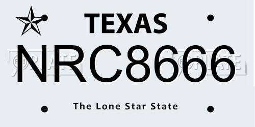 NRC8666 Texas License Plate
