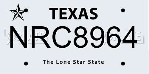 NRC8964 Texas License Plate