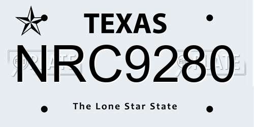 NRC9280 Texas License Plate