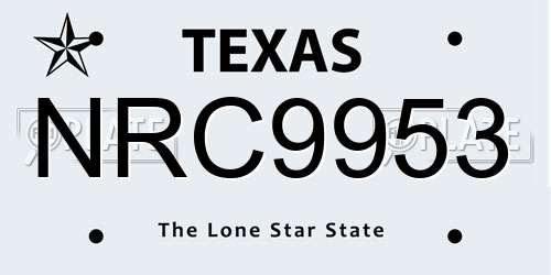 NRC9953 Texas License Plate