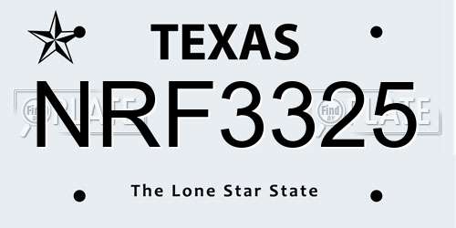 NRF3325 Texas License Plate