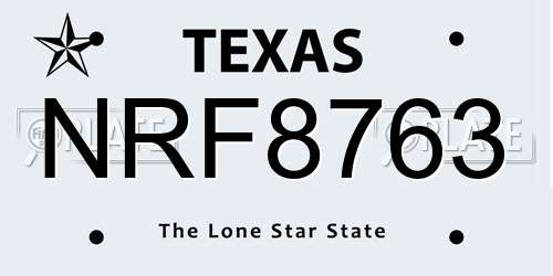 NRF8763 Texas License Plate