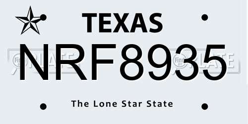 NRF8935 Texas License Plate