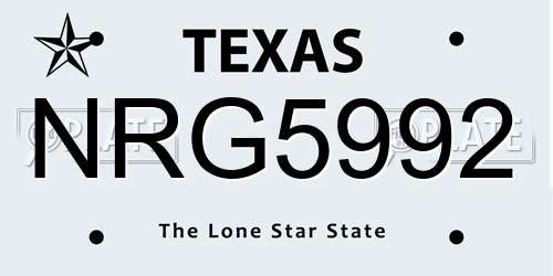 NRG5992 Texas License Plate