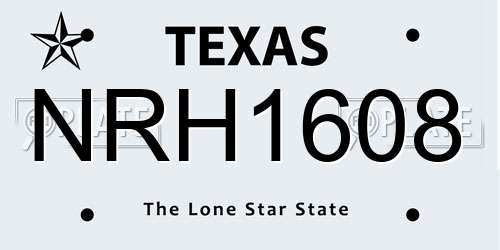 NRH1608 Texas License Plate