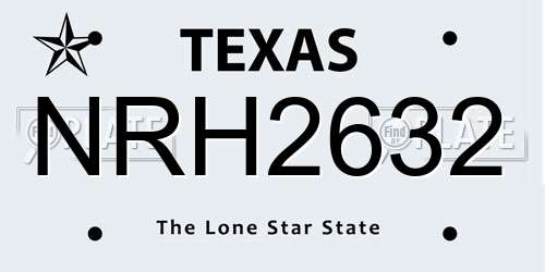 NRH2632 Texas License Plate
