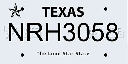 NRH3058 Texas License Plate