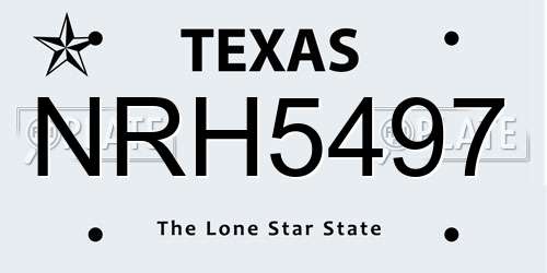 NRH5497 Texas License Plate