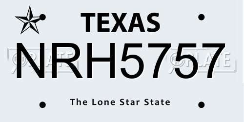 NRH5757 Texas License Plate