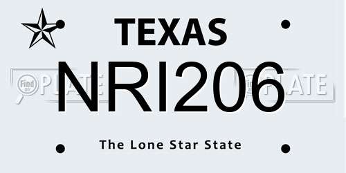 NRI206 Texas License Plate