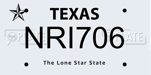 NRI706 Texas License Plate