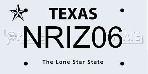 NRIZ06 Texas License Plate