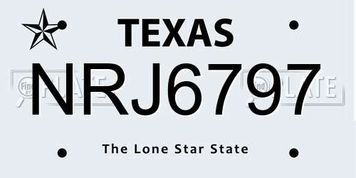 NRJ6797 Texas License Plate