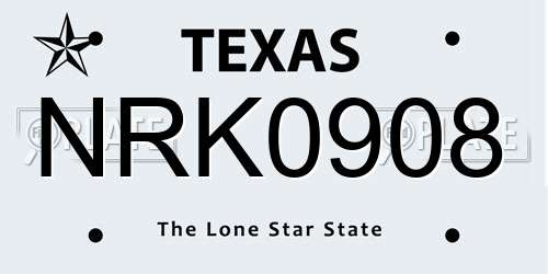 NRK0908 Texas License Plate