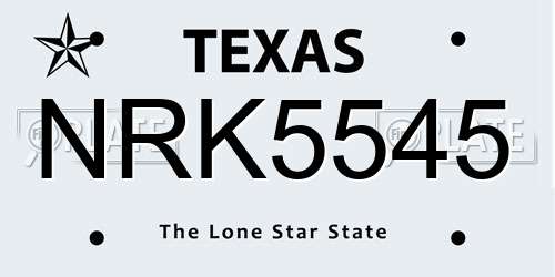 NRK5545 Texas License Plate