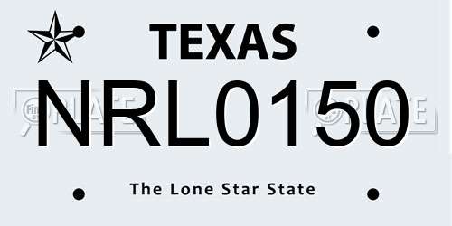 NRL0150 Texas License Plate