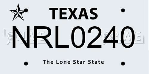 NRL0240 Texas License Plate
