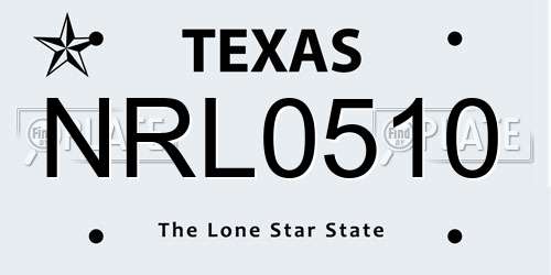 NRL0510 Texas License Plate