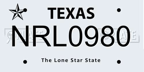 NRL0980 Texas License Plate