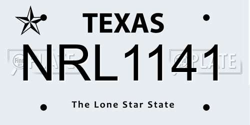 NRL1141 Texas License Plate