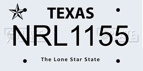 NRL1155 Texas License Plate