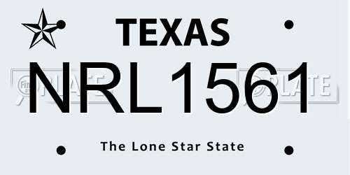NRL1561 Texas License Plate
