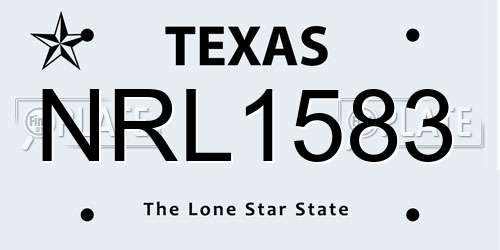 NRL1583 Texas License Plate