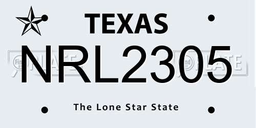 NRL2305 Texas License Plate