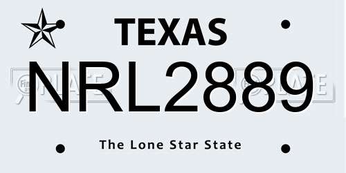 NRL2889 Texas License Plate