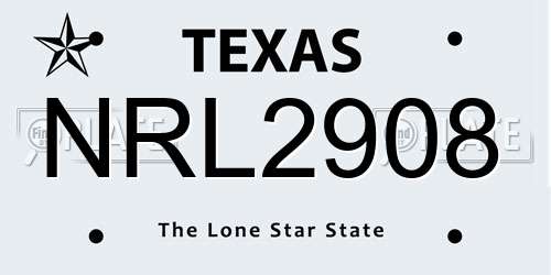 NRL2908 Texas License Plate