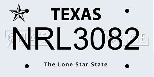 NRL3082 Texas License Plate