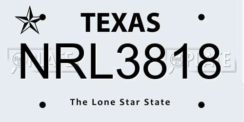 NRL3818 Texas License Plate