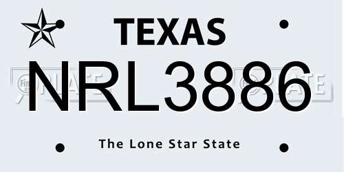 NRL3886 Texas License Plate