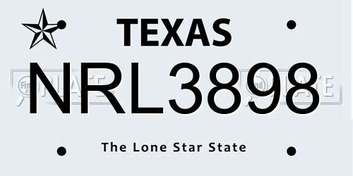 NRL3898 Texas License Plate