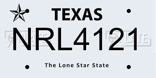 NRL4121 Texas License Plate