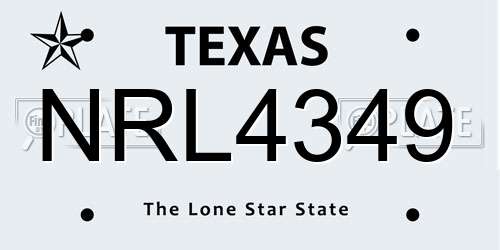 NRL4349 Texas License Plate